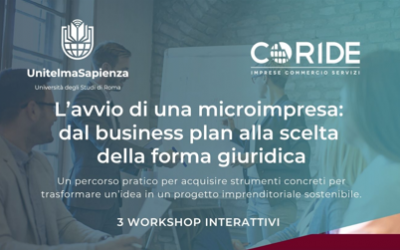 UnitelmaSapienza propone il ciclo di workshop “L’avvio di una microimpresa: dal business plan alla scelta della forma giuridica”