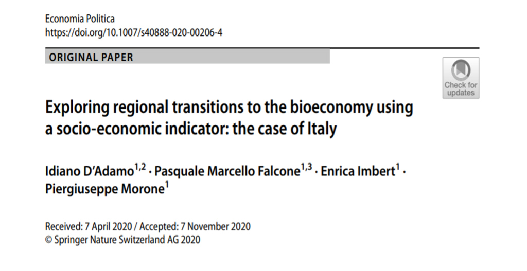 Uno studio sulla transizione delle regioni  italiane verso la bioeconomia: il ruolo degli indicatori di sostenibilità socio-economica