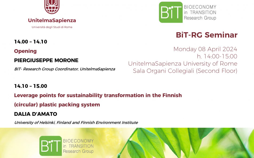 Seminario BiT-RG sulla trasformazione sostenibile nel sistema finlandese di imballaggi plastici