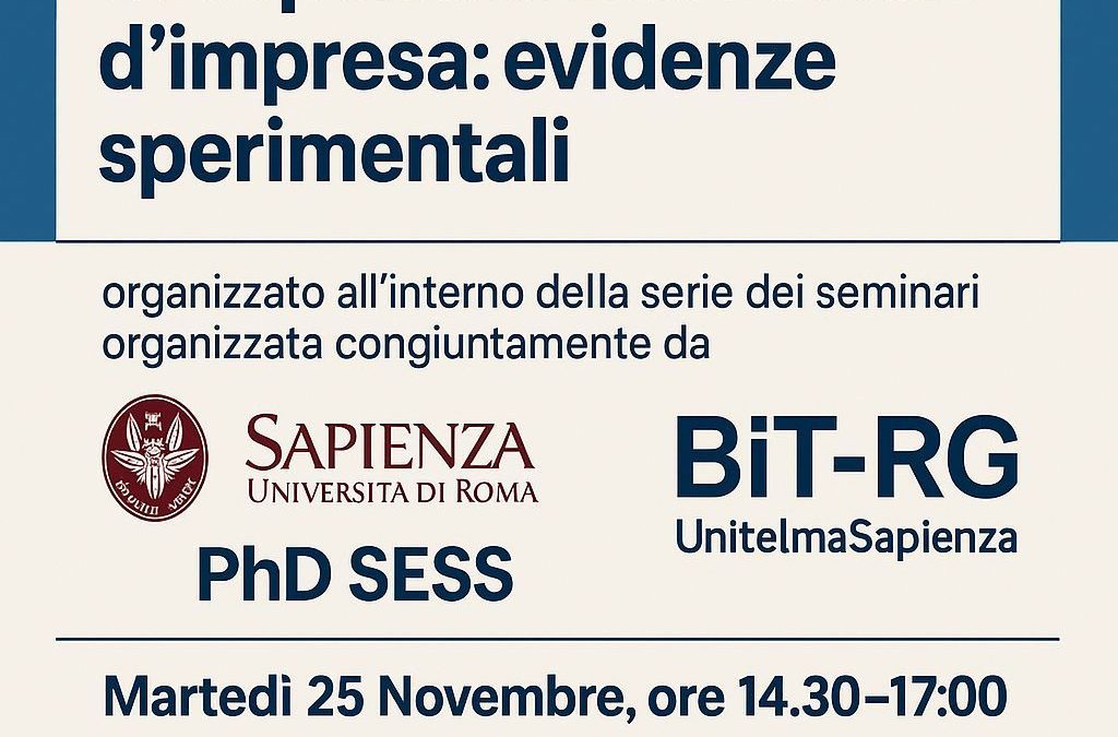 Workshop: “Lavoratori, produttività e responsabilità sociale dell’impresa: evidenze sperimentali“