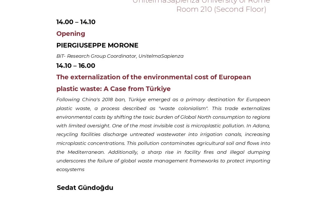 Seminar: “The externalization of the environmental cost of European plastic waste: A Case from Türkiye”