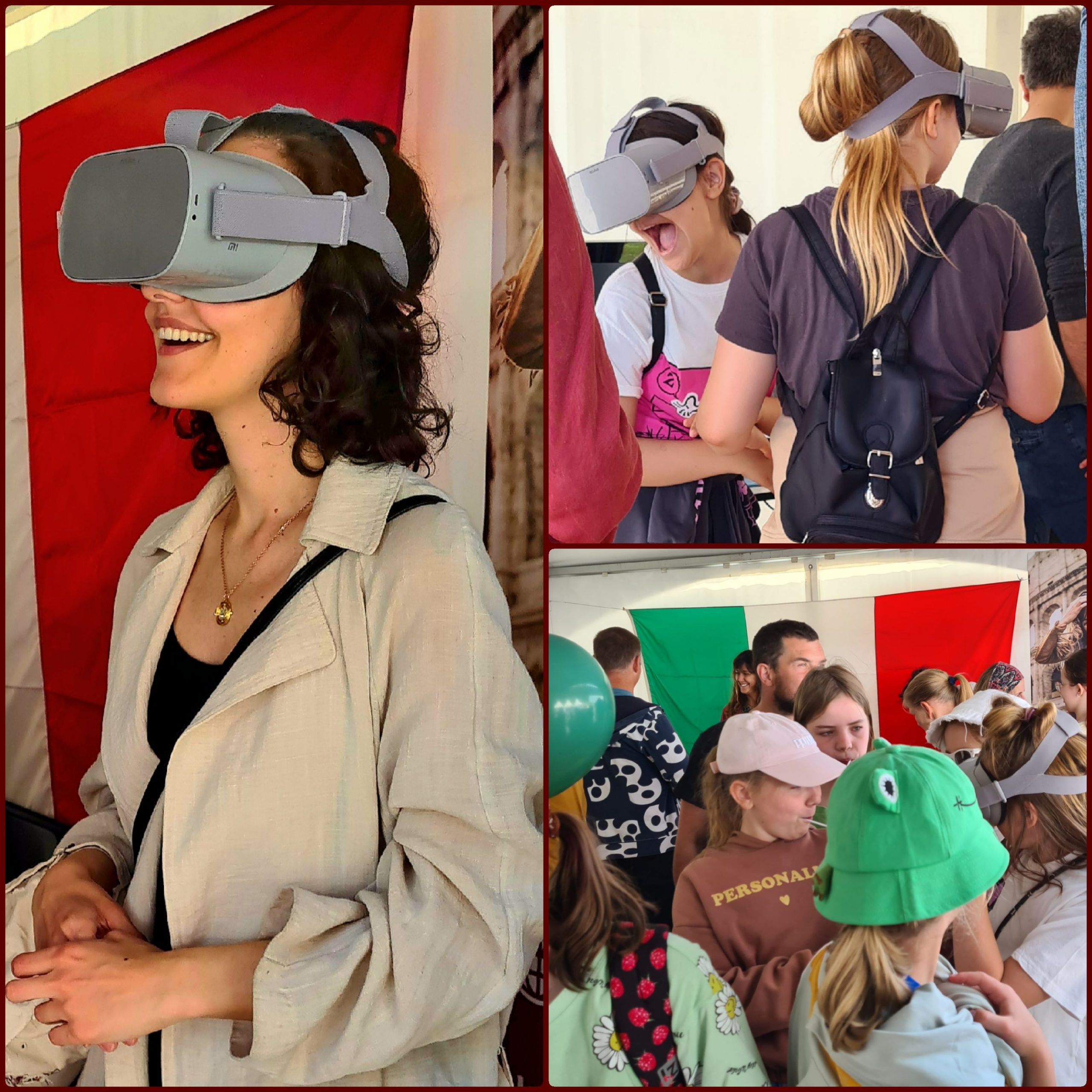 Ragazzi provano i visori di realtà virtuale nello stand di UnitelmaSapienza